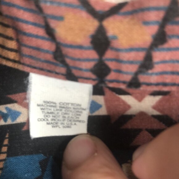 Vintage Saddlebrook Western Shirt Mens Extra Large Blue Tan Aztec Tribal Cowboy - Picture 8 of 16